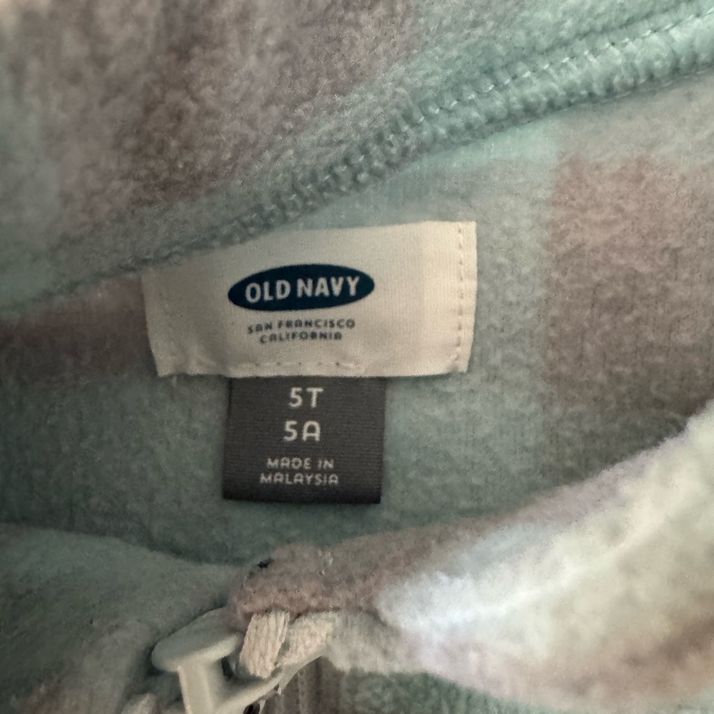 Old Navy Gray & Red Checked Dress with Blue & Gray Checked Fleece Vest - Picture 5 of 5